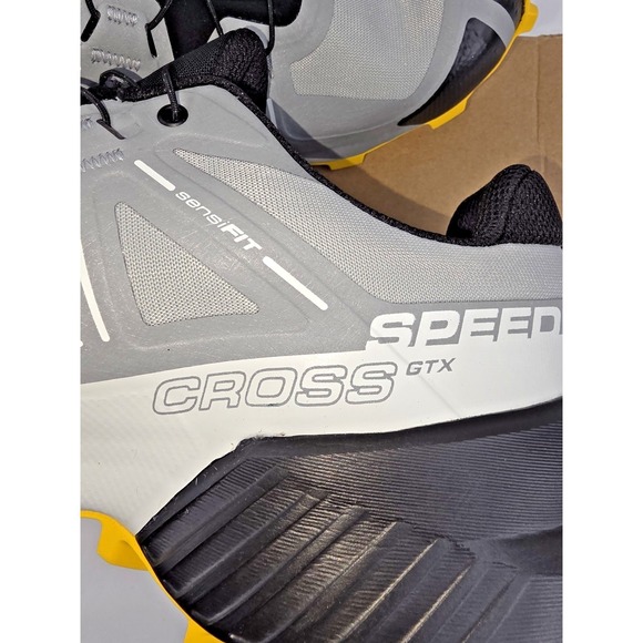 Salomon Speedcross GTX Trail Shoes Mens 10 Sharkskin Black Lemon 475692 NIB - Picture 10 of 16